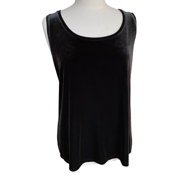 J Jill Womens Velvet Tank Top Sz 1X Sleeveless Black Whimsigoth Layer Capsule - Picture 1 of 9